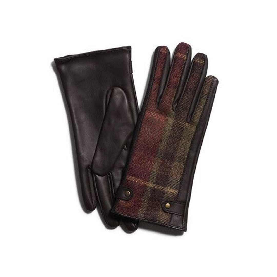 Failsworth Ladies Country Mallalieus Wool & Leather Gloves In Brown/Red/Green