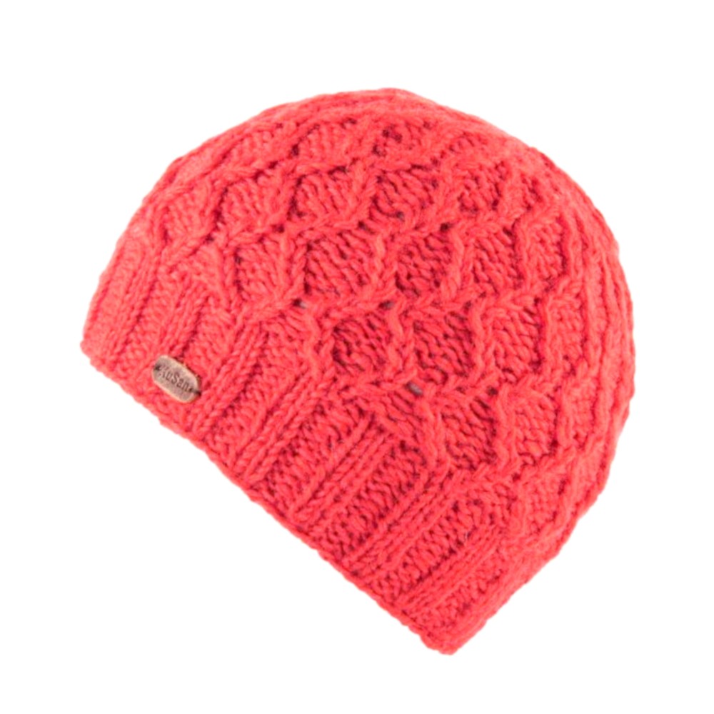 Kusan Cable Knit Beanie Hat Raspberry (PK1927)