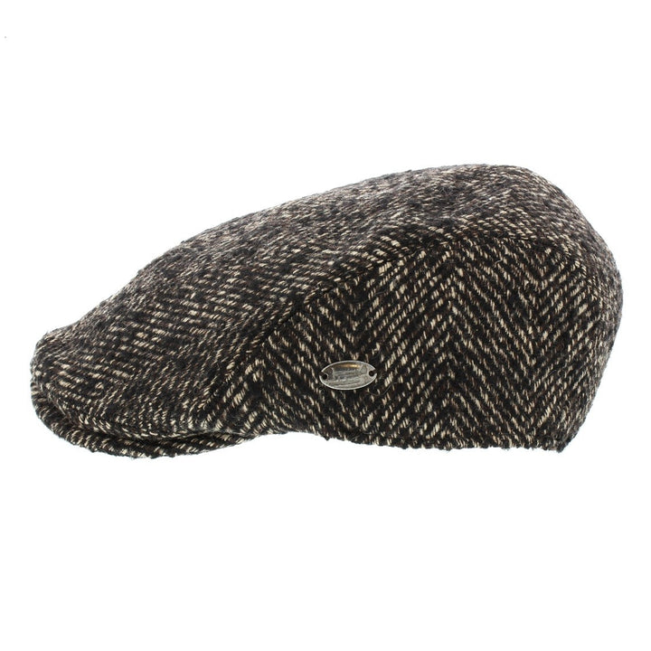 Whiteley Fleck Duckbill Flat Cap In Black