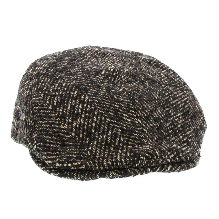 Whiteley Fleck Duckbill Flat Cap In Black