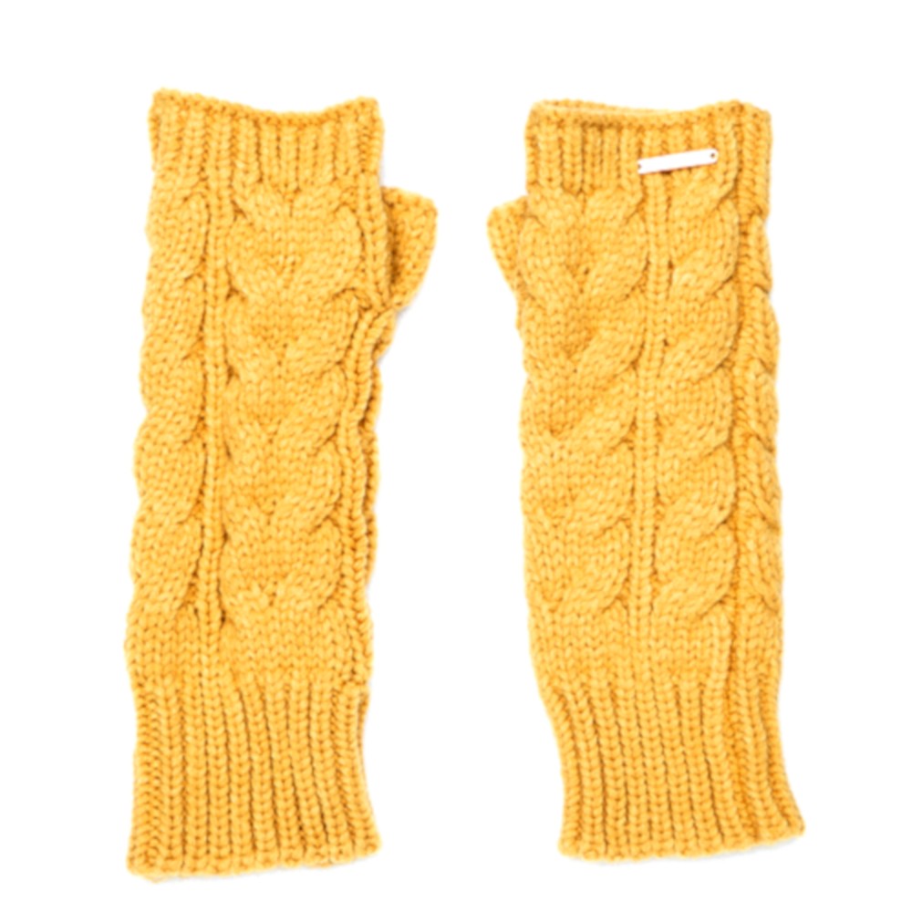 Madeline Knitted Armwarmers In Ochre From Alice Hannah