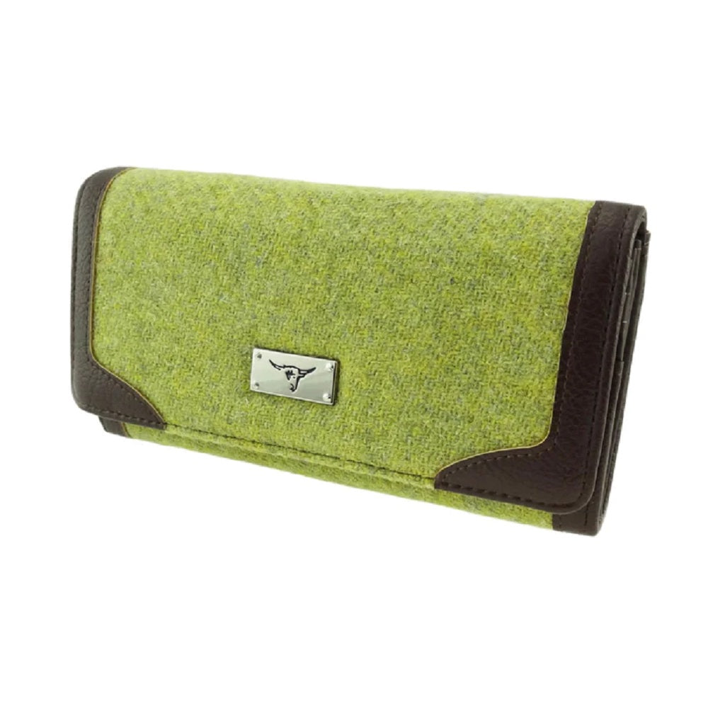 Glen Appin Harris Tweed Ladies Bute Fold Over Purse Green