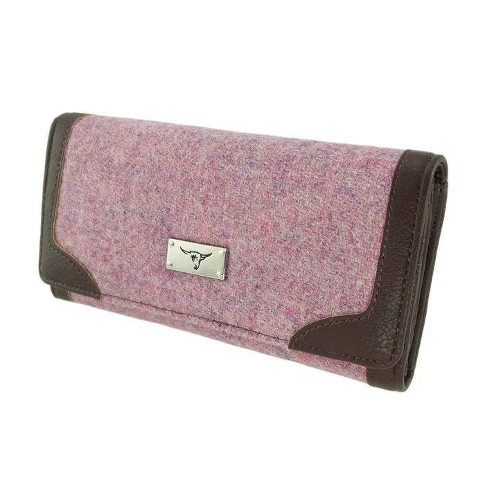 Glen Appin Harris Tweed Ladies Bute Fold Over Purse Pink