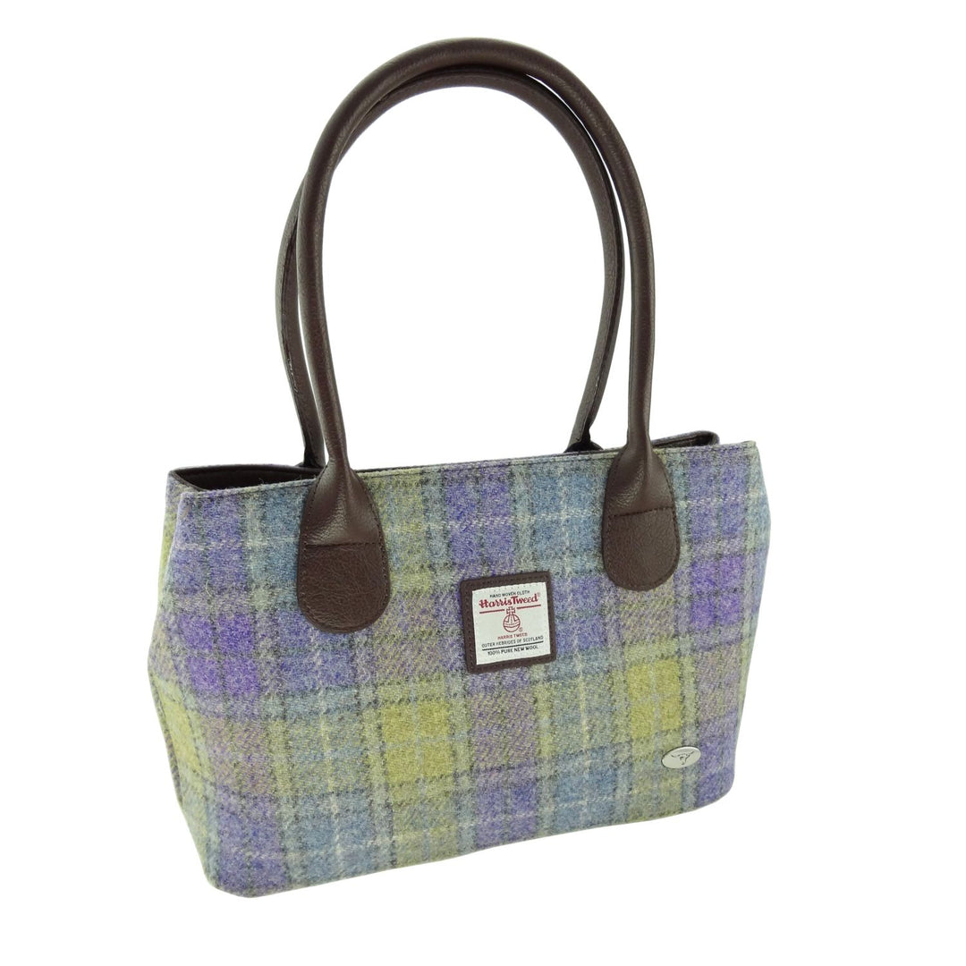 Glen Appin Harris Tweed Classic Cassley Handbag Lilac & Green Check