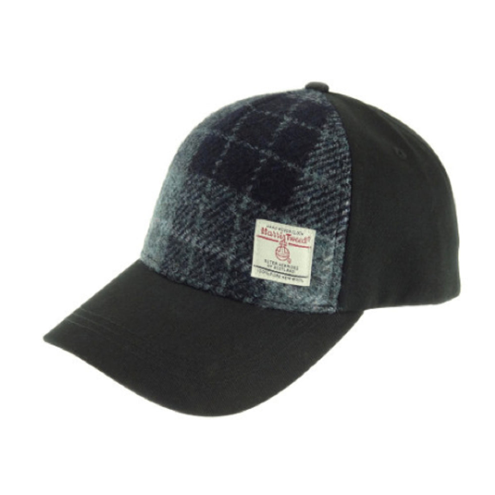 Glen Appin Harris Tweed Front Baseball Cap Black/Grey