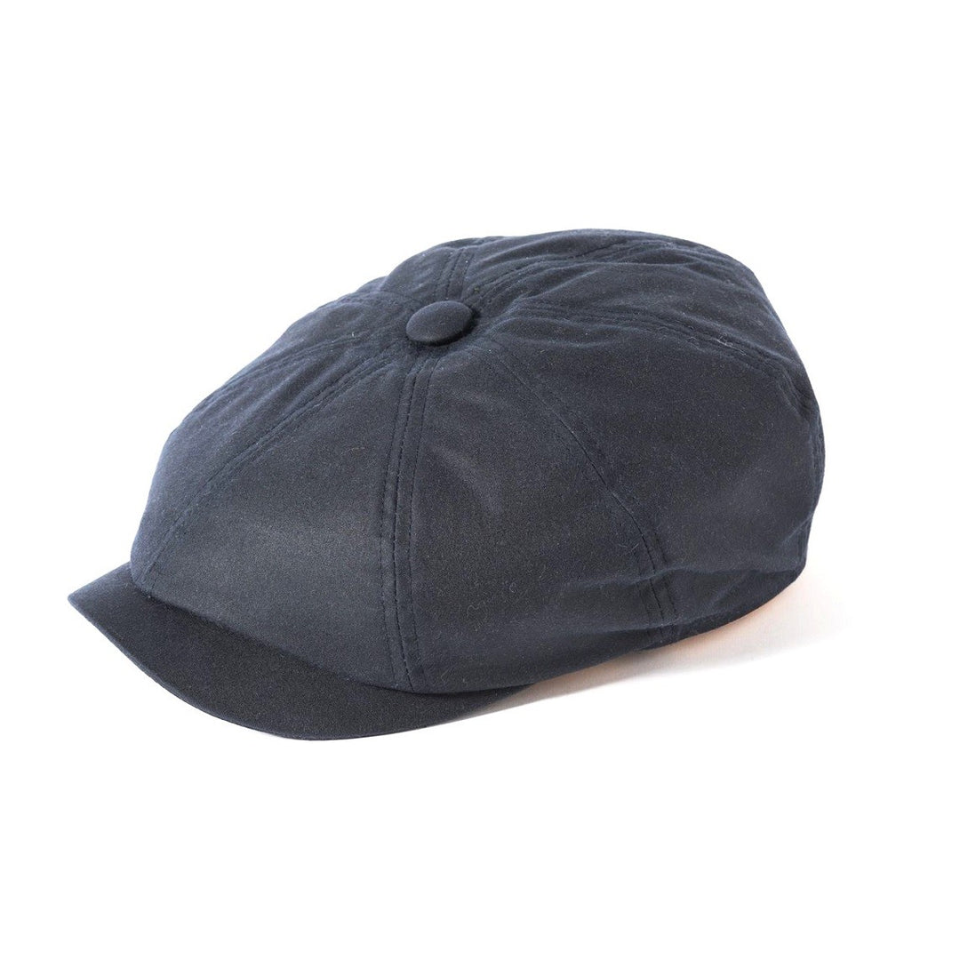 Failsworth Waxed Cotton Alfie Bakerboy Cap In Navy