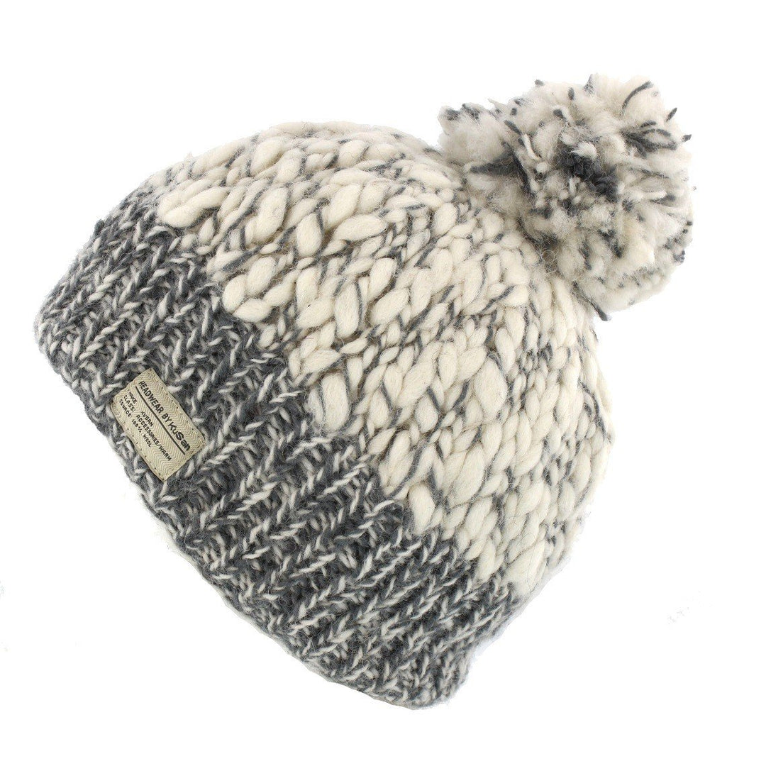 Kusan Soft Uneven Wool Bobble Hat Grey