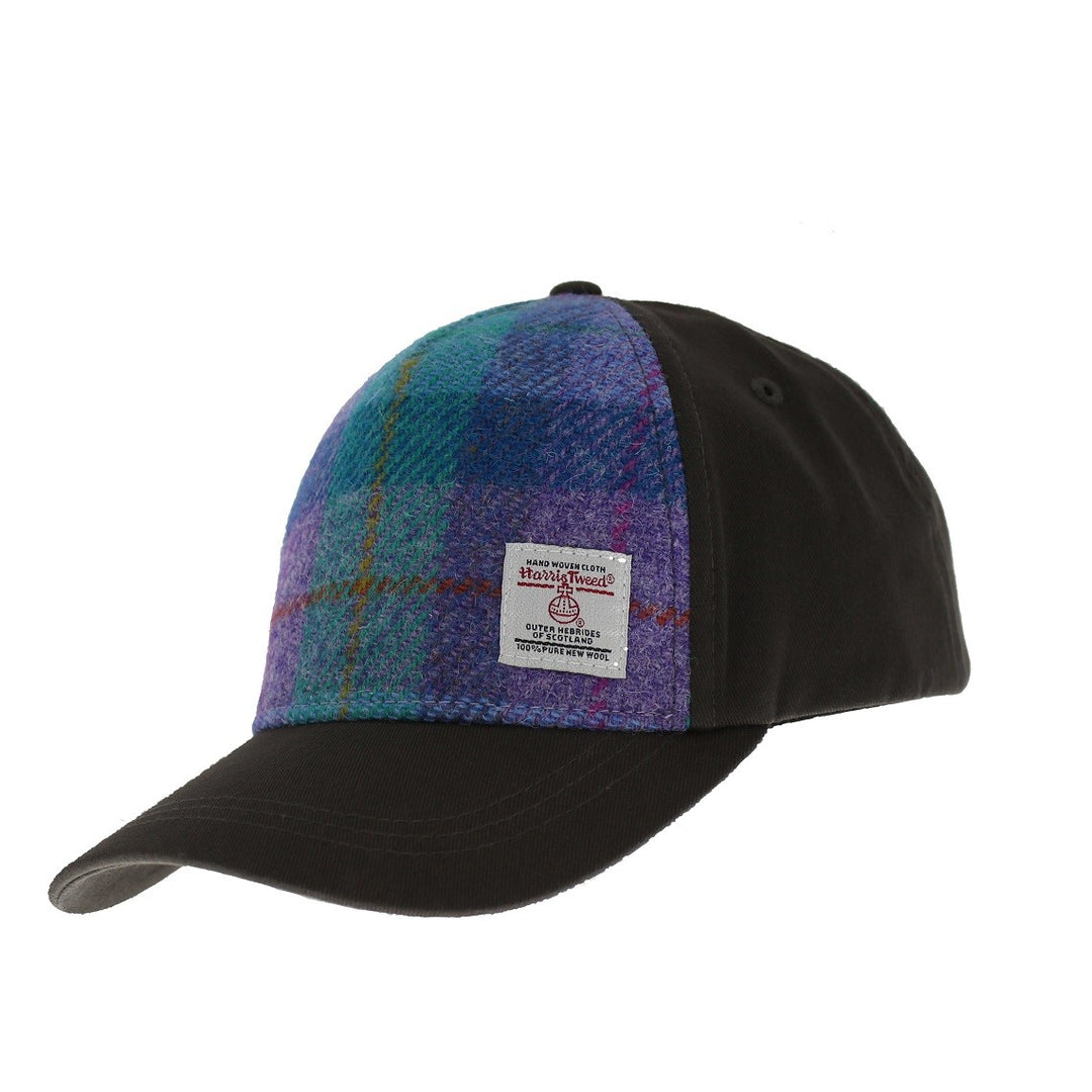 Glen Appin Harris Tweed Front Baseball Cap Turquoise