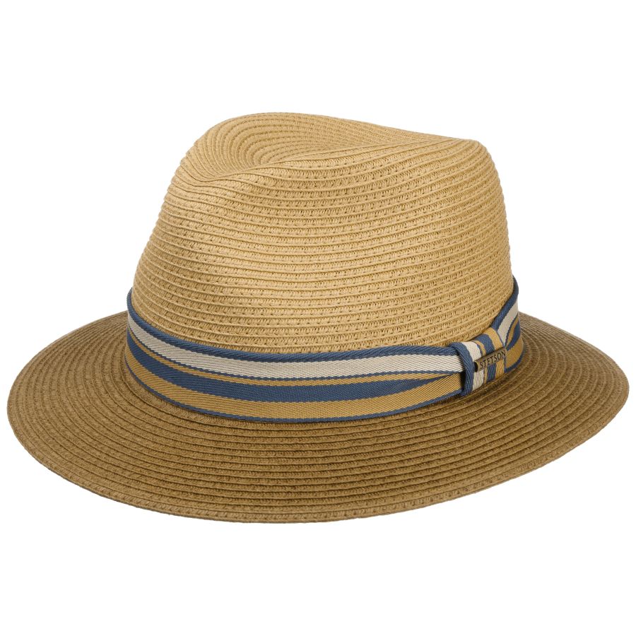 Stetson Romaro Toyo Straw Traveller Summer Fedora Hat Brown