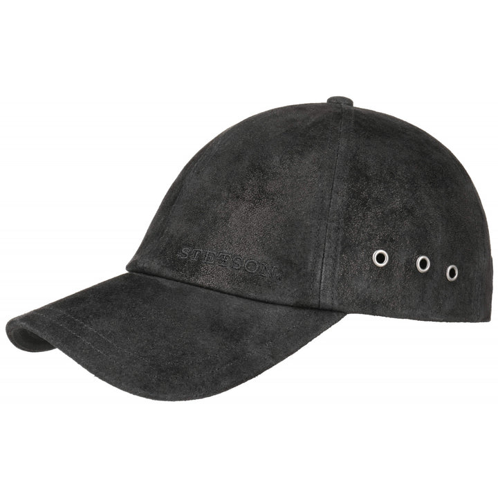 Stetson Rawlins Leather Baseball Cap In Black