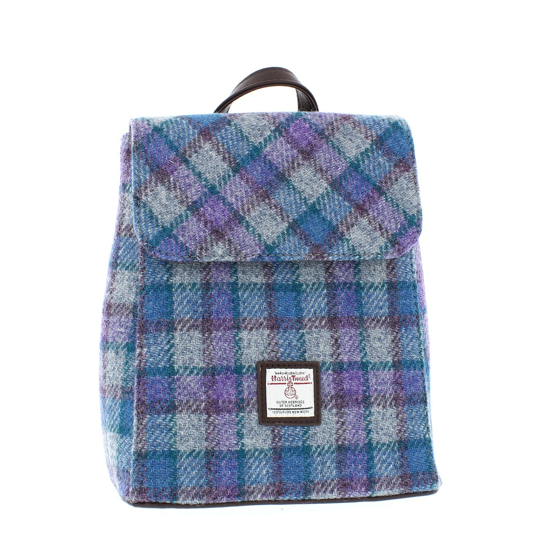 Glen Appin Harris Tweed Tummel Backpack Blue/Purple Check