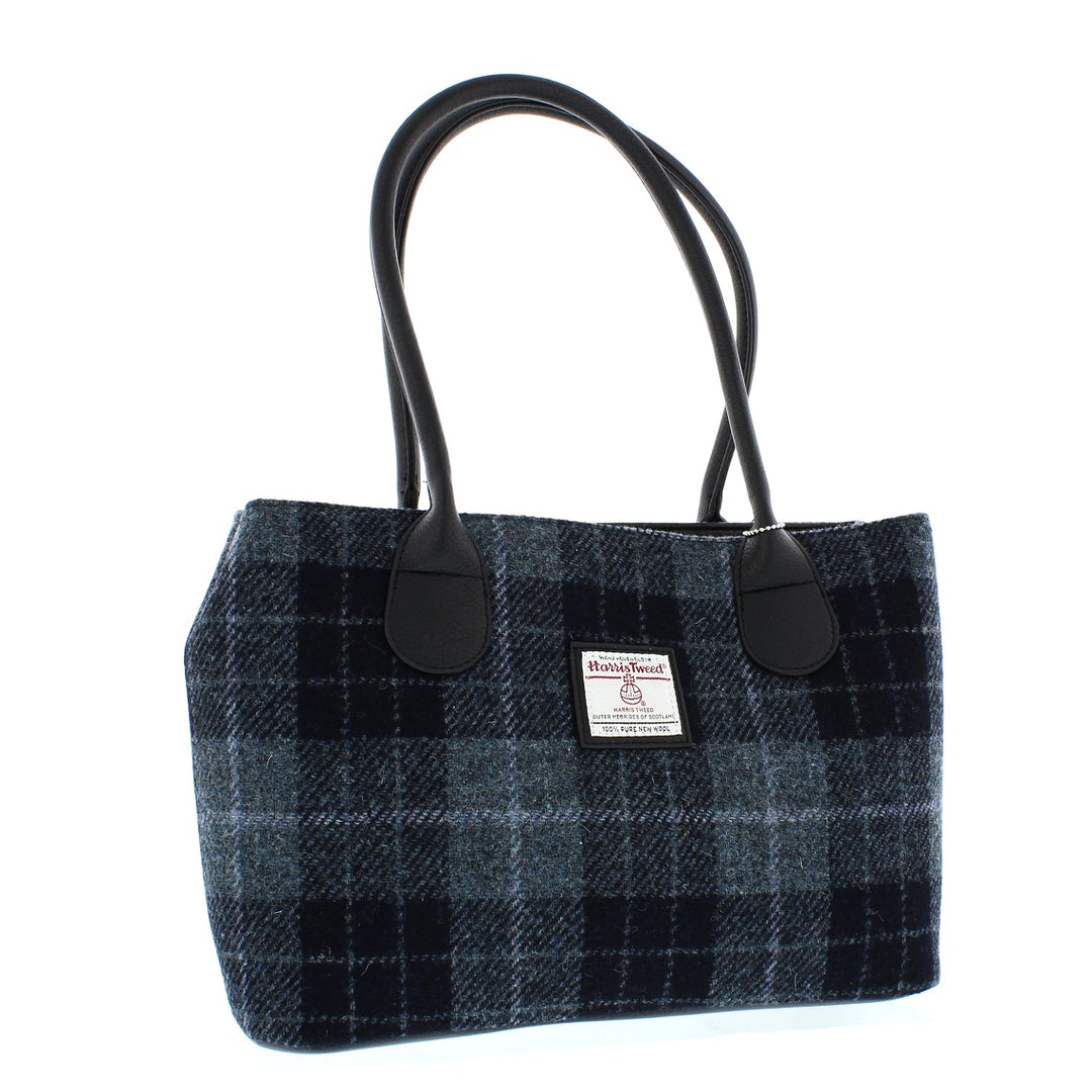 Glen Appin Harris Tweed Classic Cassley Handbag Black/Grey Check