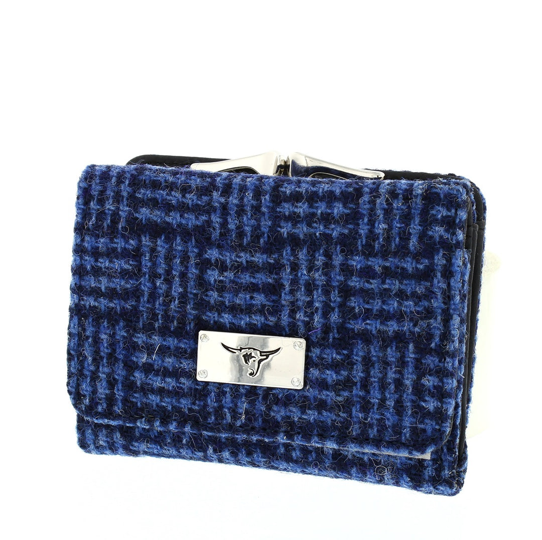 Glen Appin Harris Tweed Ladies Unst Small Clasp Purse Blue Weave