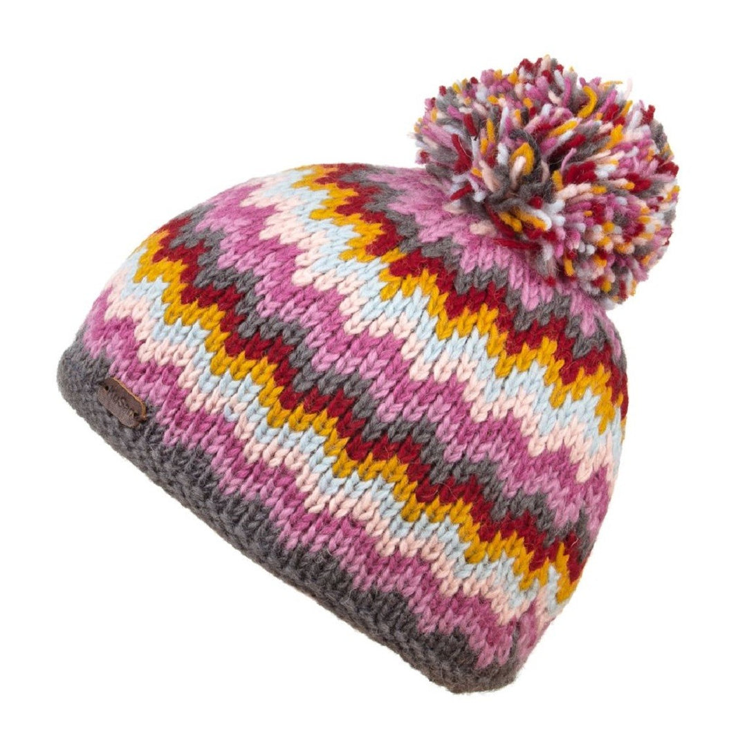 Kusan Zig Zag Pattern Bobble Hat Grey/Yellow