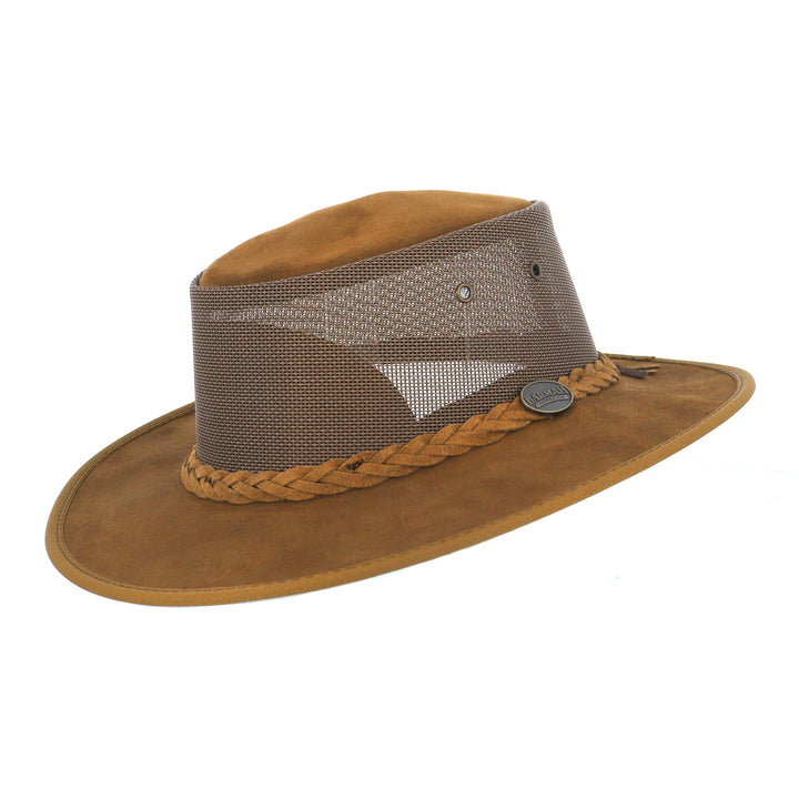 Barmah Cattle Suede Foldaway Cooler Airflow Hat In Hickory