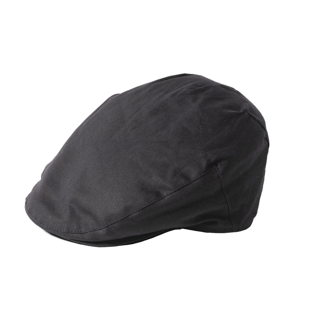 Failsworth Waxed Cotton Flat Cap In Black