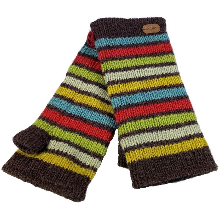 Kusan Coloured Stripe Handwarmers Brown (PK2222)