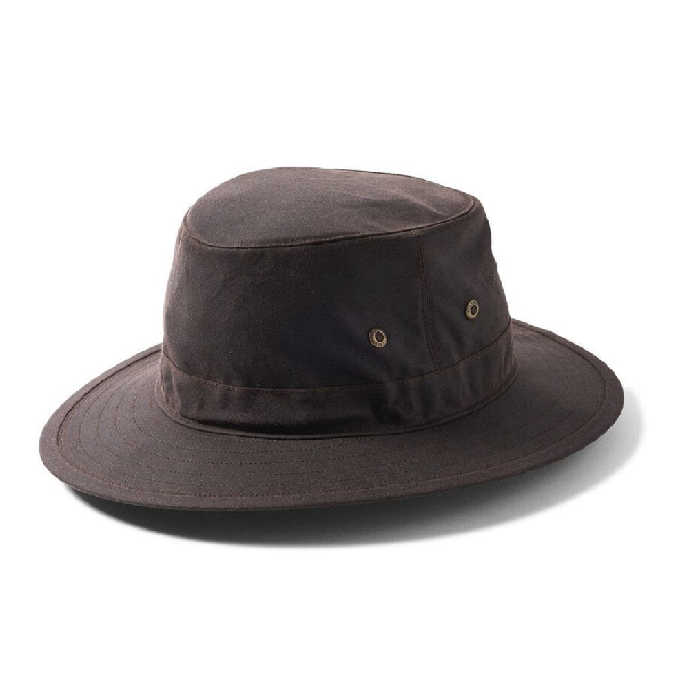 Failsworth Waxed Cotton Traveller Safari Fedora In Brown