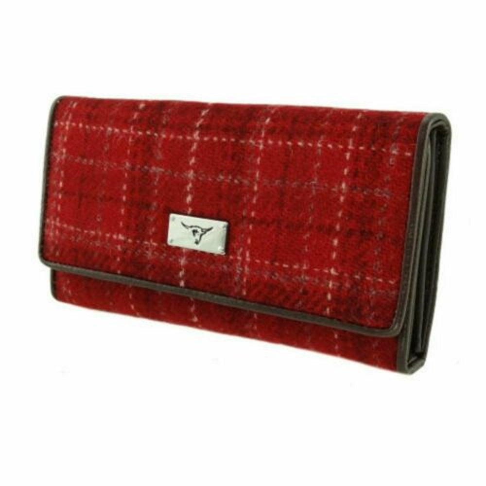 Glen Appin Harris Tweed Ladies Long Fold-over Tiree Purse Red