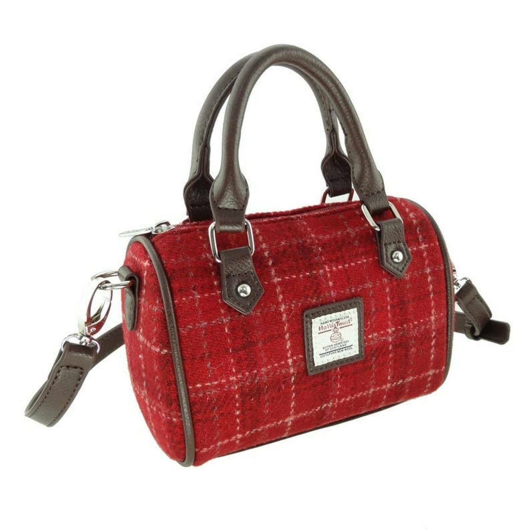 Glen Appin Harris Tweed Kilbride Mini Bowling Bag Red Check