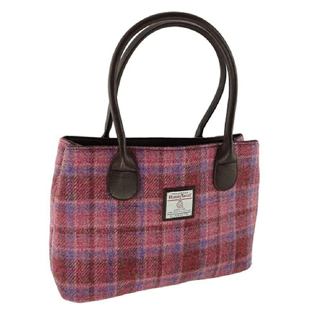 Glen Appin Harris Tweed Classic Cassley Handbag Pink Check