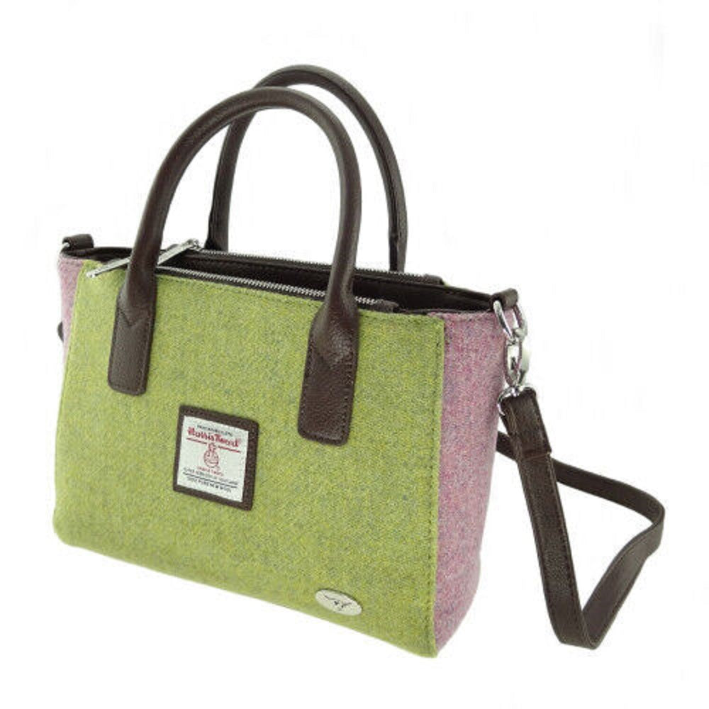 Glen Appin Harris Tweed Brora Tote Handbag Pink & Green