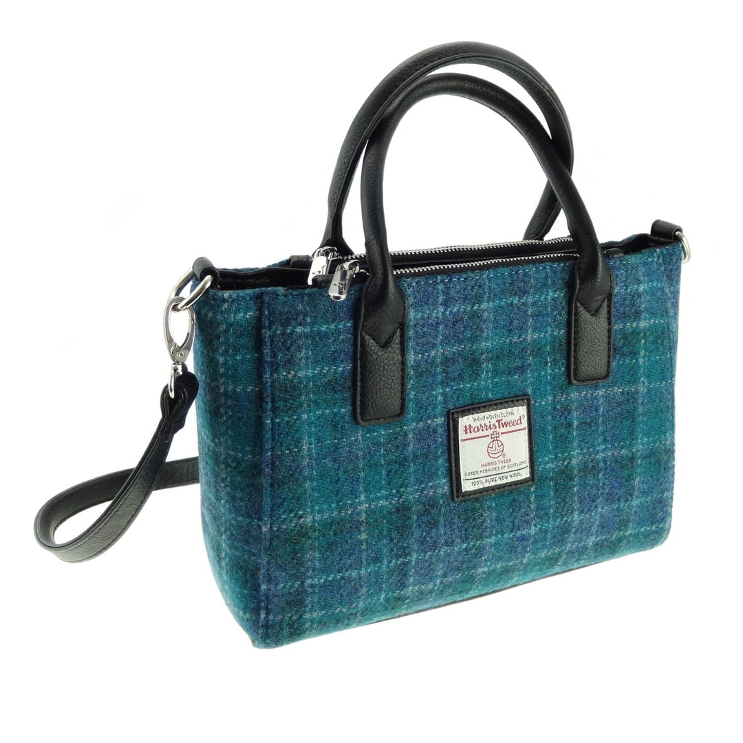 Glen Appin Harris Tweed Brora Tote Handbag Sea Blue