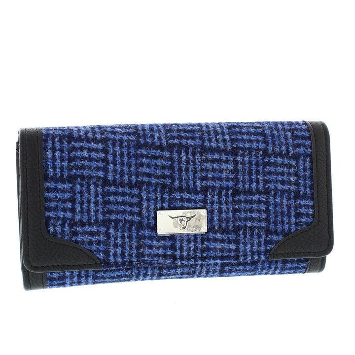 Glen Appin Harris Tweed Ladies Bute Fold Over Purse Blue Weave