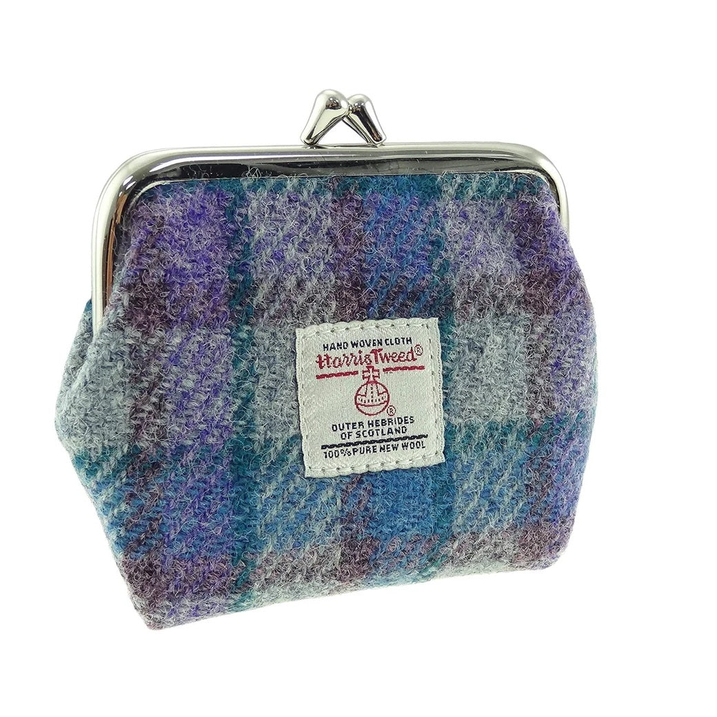 Glen Appin Eigg Small Clasp Coin Purse Blue/Grey Check