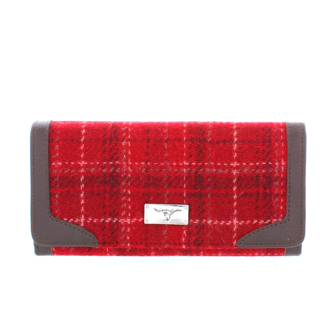 Glen Appin Harris Tweed Ladies Bute Fold Over Purse Red Check
