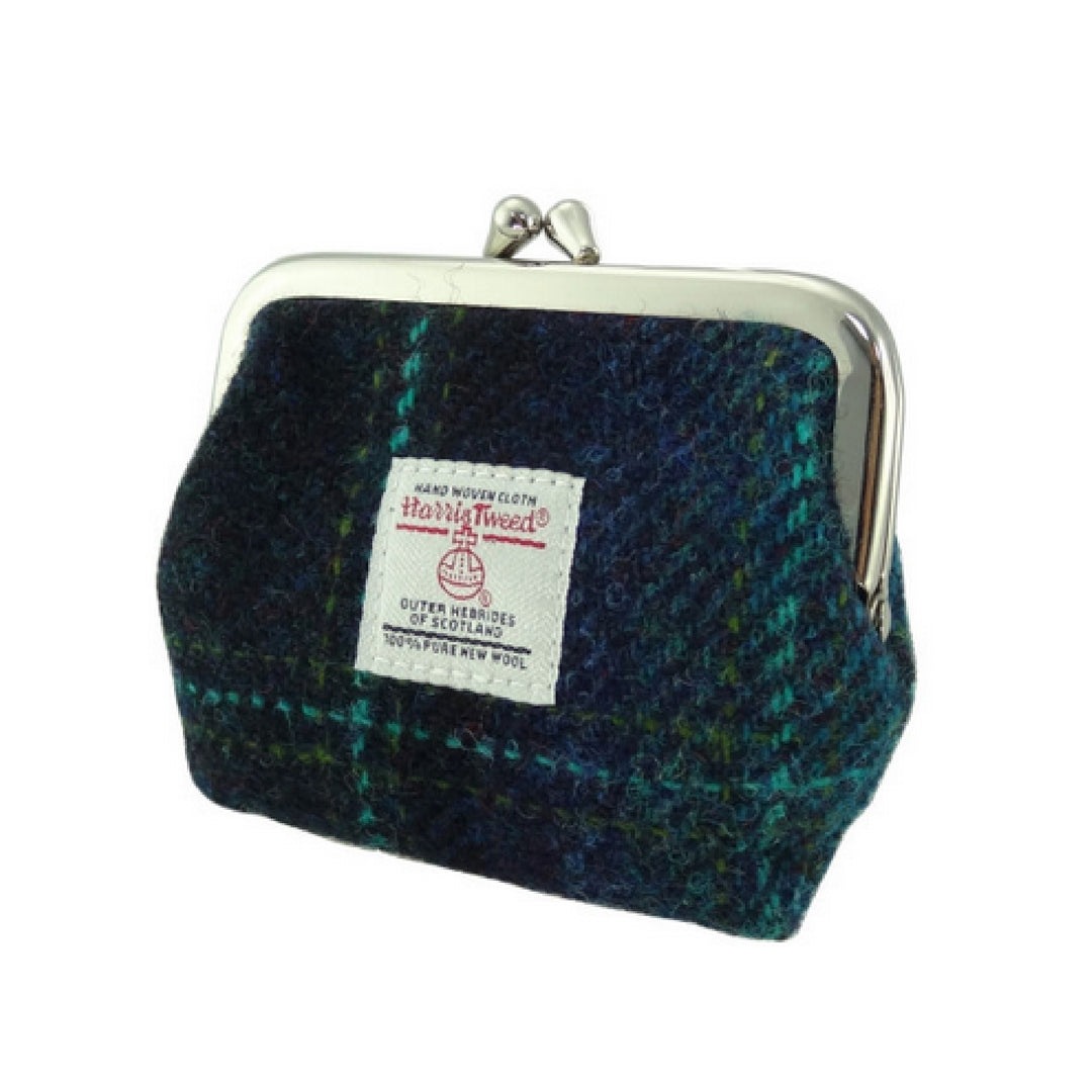 Glen Appin Eigg Small Clasp Coin Purse Blue/Turquoise Check