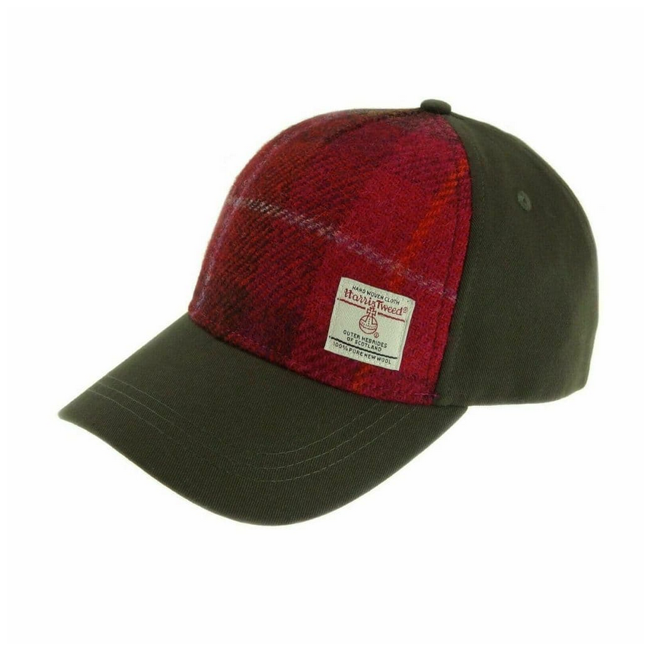 Glen Appin Harris Tweed Front Baseball Cap Pink Check