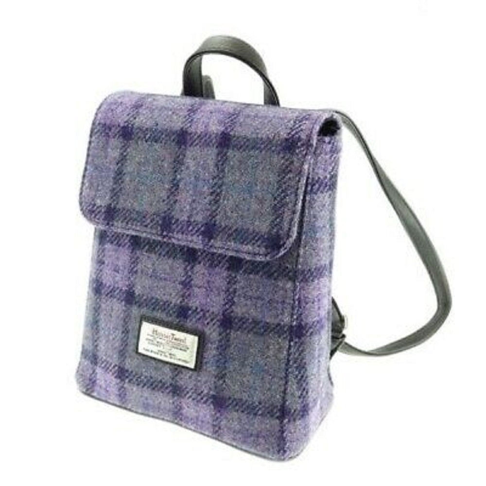 Glen Appin Harris Tweed Tummel Backpack Purple Check