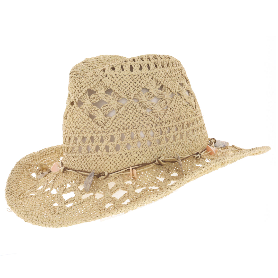 Natural Jolene Cowgirl Straw Hat With Shell Band