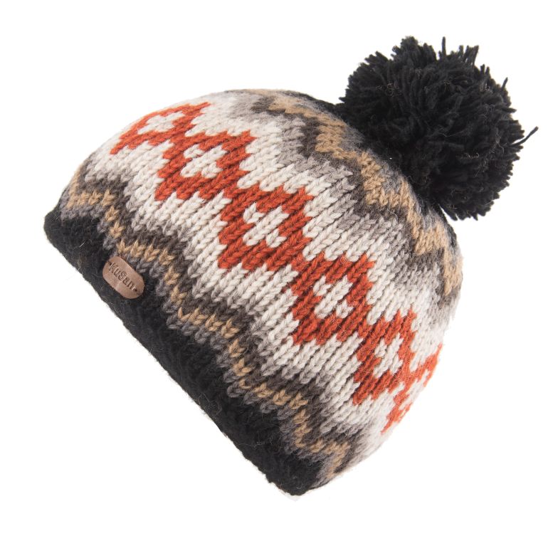 Kusan Wool Multi-Colour Bobble Beanie Hat Grey/Black (PK2002)