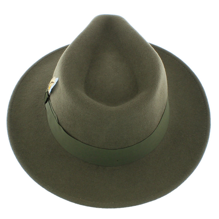 Curzon Classics Indiana Explorer Olive 100% Wool Fedora Hat