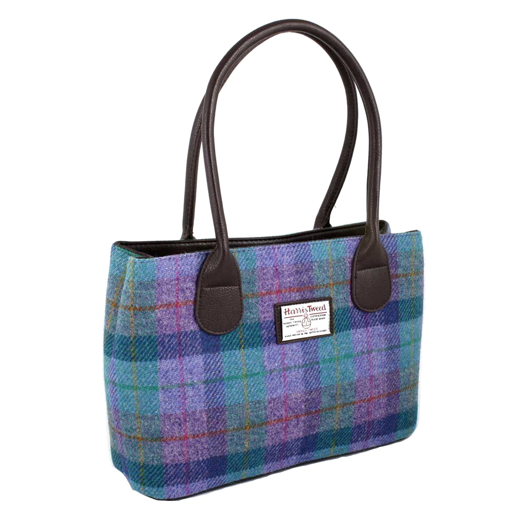Glen Appin Harris Tweed Classic Cassley Handbag Turquoise Check