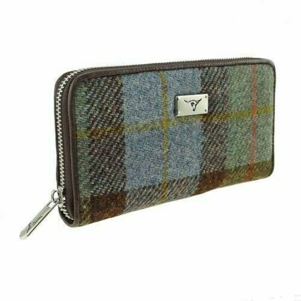 Glen Appin Harris Tweed Ladies Staffa Large Zip Purse MacLeod Tartan
