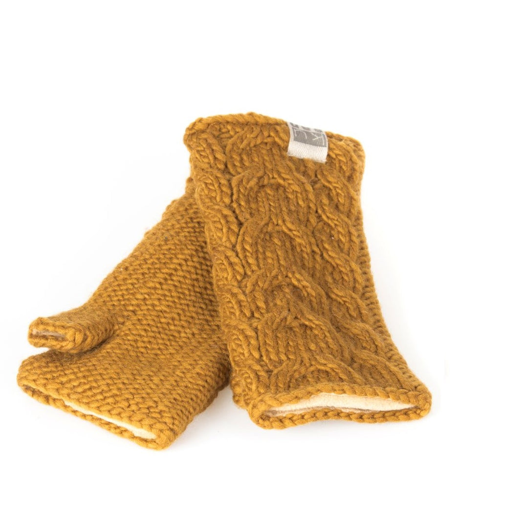 Kusan Cable Knit Wool Handwarmers Yellow