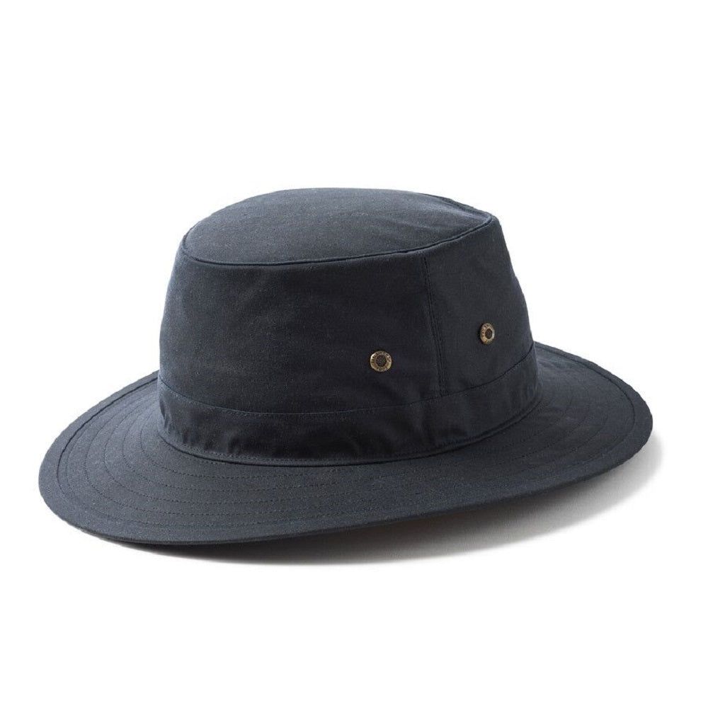 Failsworth Waxed Cotton Traveller Safari Fedora In Navy