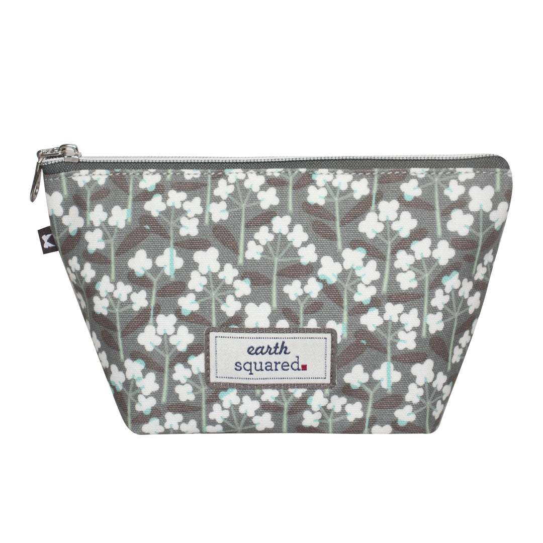 Grey Spring Flower Oil Cloth Make up Bag By Earth Squared