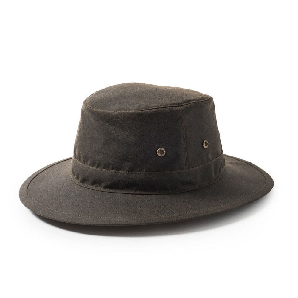 Failsworth Waxed Cotton Traveller Safari Fedora In Olive