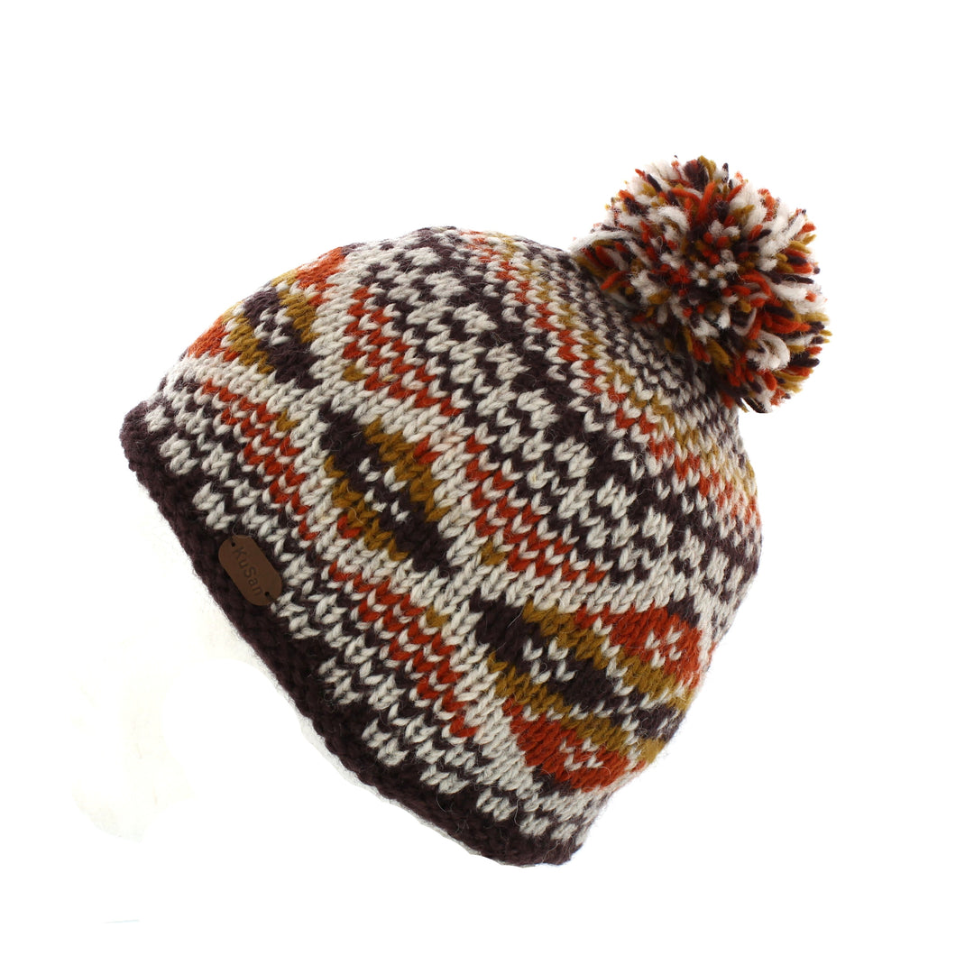 Kusan Multi-Coloured Bobble Hat Orange (PK1901)