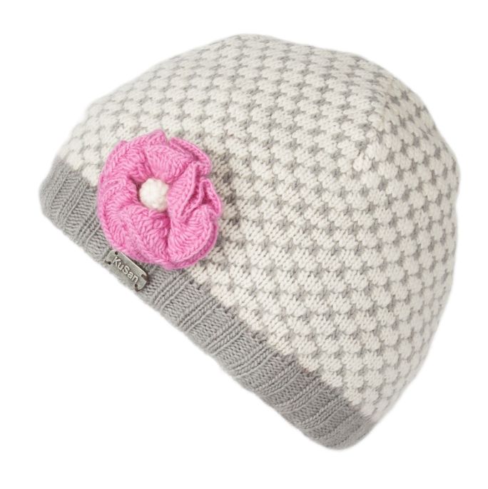 Kusan Beanie Hat With Removable Flower Brooch Grey (PK1309)