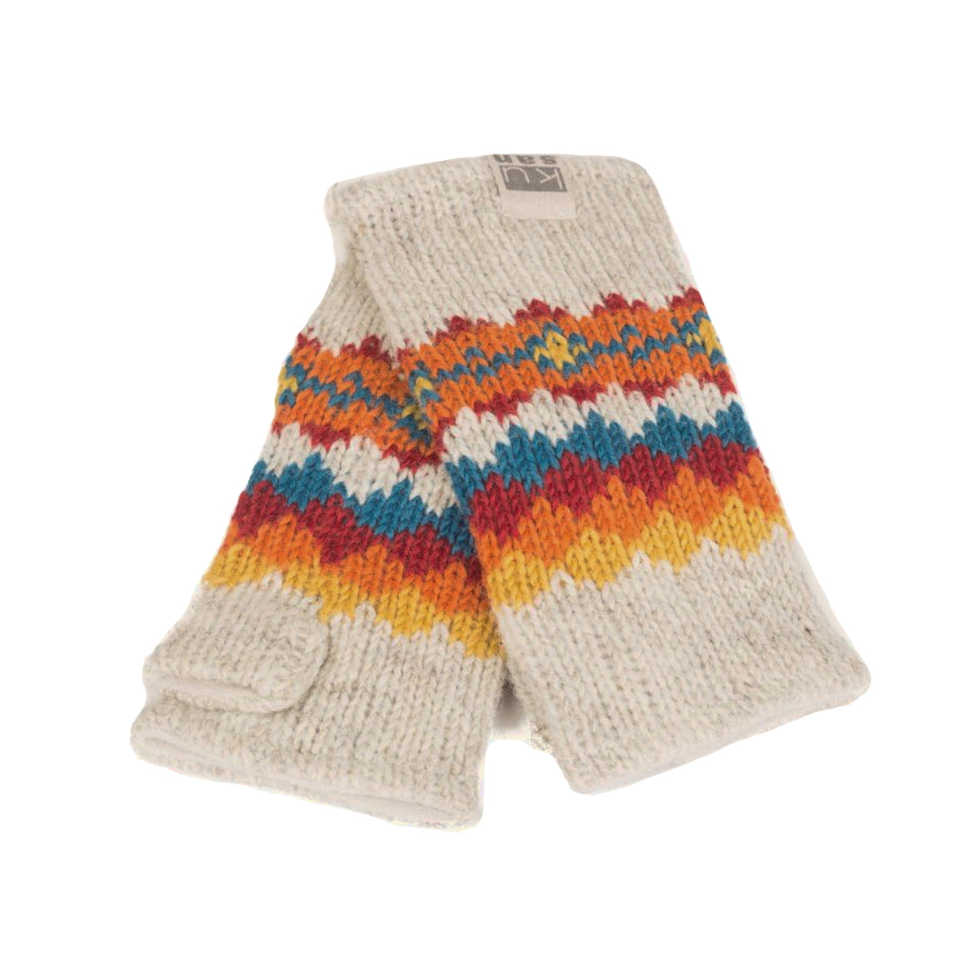 Kusan Fingerless Gloves / Handwarmers 100% Wool Oatmeal (PK1605)