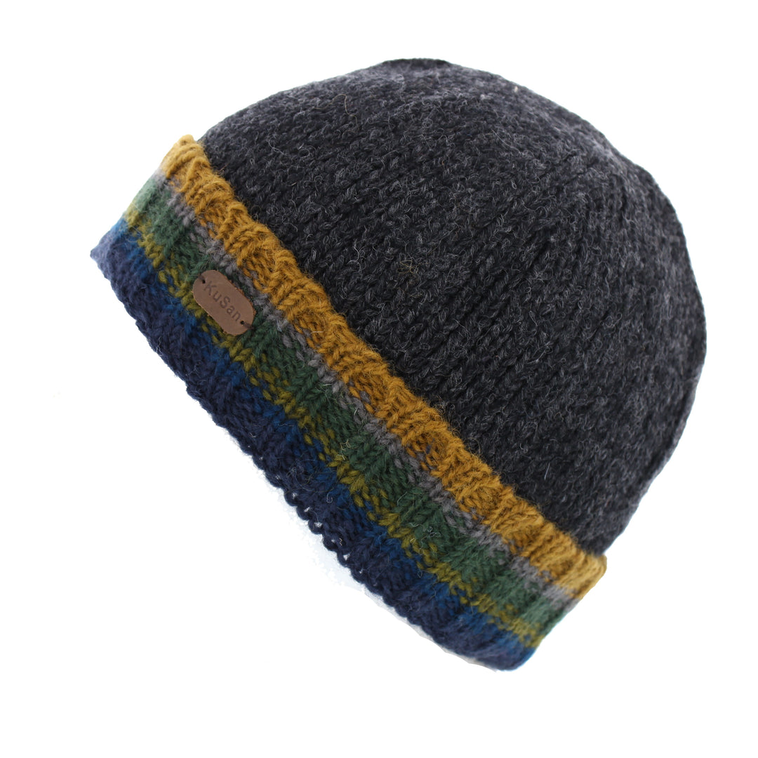 Kusan Wool Turn Up Beanie Hat Charcoal Grey (PK2011)