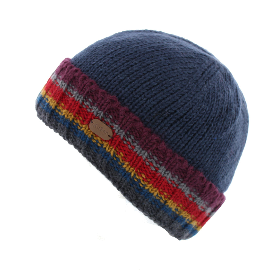 Kusan Wool Turn Up Beanie Hat Navy (PK2011)
