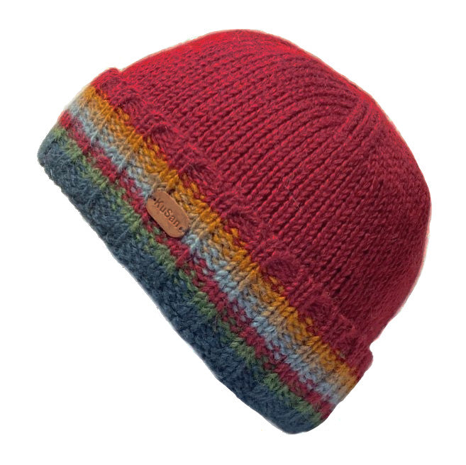 Kusan Wool Turn Up Beanie Hat Red (PK2111)