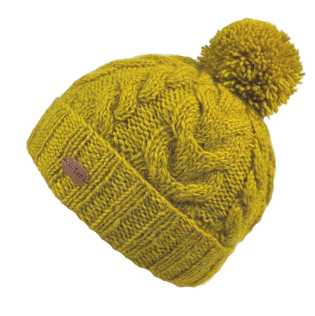 Kusan Cable Knit Bobble Hat Yellow (PK2228)