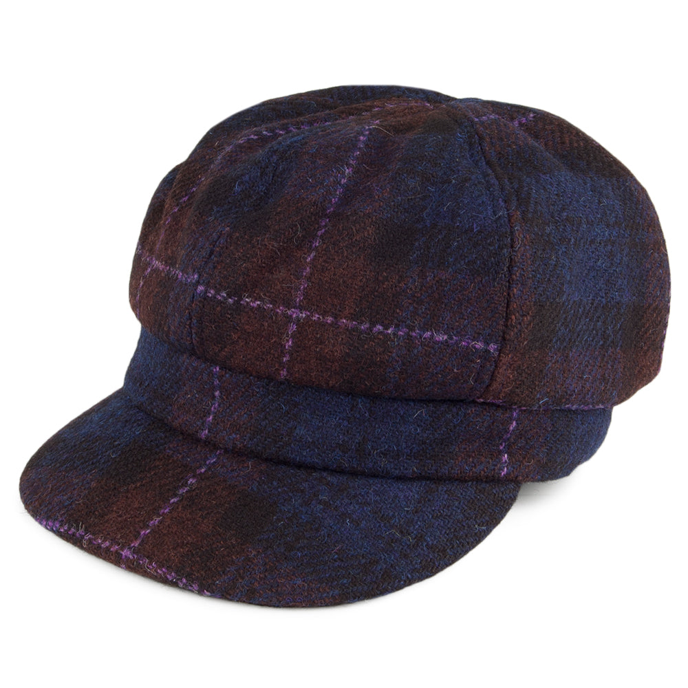 Failsworth Ladies Harris Tweed Cap Purple Check
